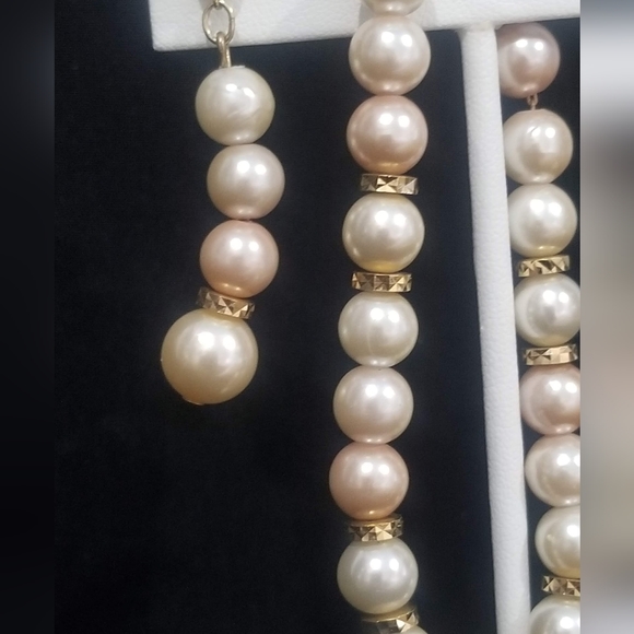 Vintage Napier Glass Pearls Bracelet & Earrings Set - Picture 2 of 4